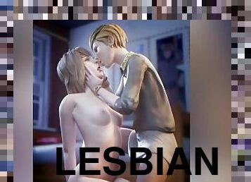 лесбіянка-lesbian, поцілунки, блондинка, аніме, хентай, 3d, крихітна