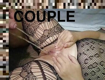 Kinky couple pissing in tandem in pussy and on dick