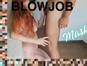 A masked blowjob