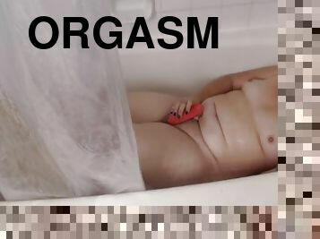 kylpy, clitoris, masturbaatio, orgasmi, ruikkiminen, amatööri, lelu, kotitekoinen, pikkuinen, suihku