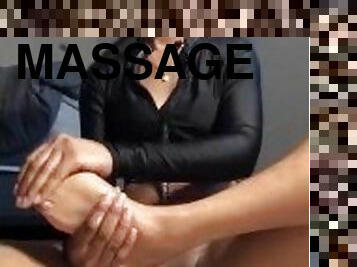 Massage foot with lotion with pussy view