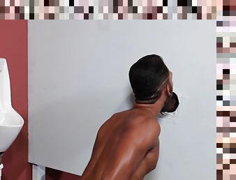 ExtraBigDicks - Hot Ebony Hunk Fucked Through Glory Hole By Latino Dick