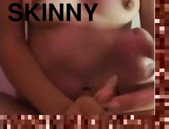 skinny, amatør, cumshot, tenåring, handjob, massasje, pov, petite, skjult, små-pupper