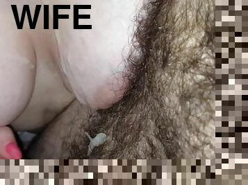 Just love cumming over the wifes tits handjob big load again