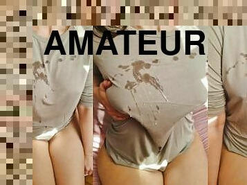 gigantisk, amatör, cumshot, hemmagjord, avrunkning, par, pov, sprut, fetisch, påklätt-sex