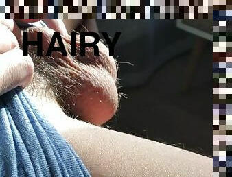 Jerking off hairy dick