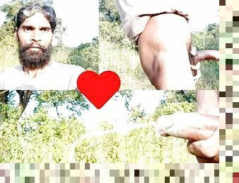 Beard men Rajesh Playboy 993 masturbating outdoor in the jungle, public and cumming huge cum load