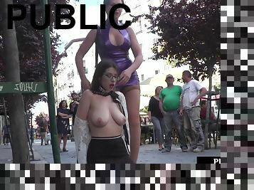 BDSM public bae dominated outdoor in front of people