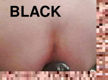 Riding big black dildo 