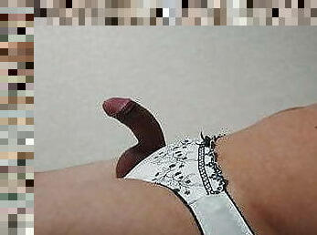 transsexuelle, japonais, culotte, lingerie, bite