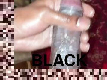 Jerking a thick black dick