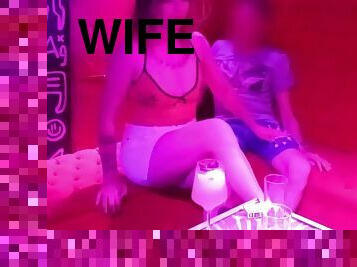 My wife masturbates to a stranger in a swinger bar