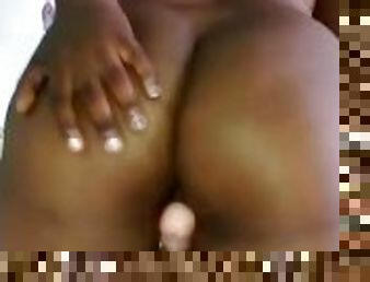 Big Ass Honey Ebony enjoying toy showing her tits