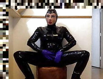 Sissy Rubberdoll strokes her cock