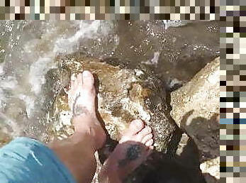 Step Son Shows Sexy Naked Bare Feet At The Beach (Preview)