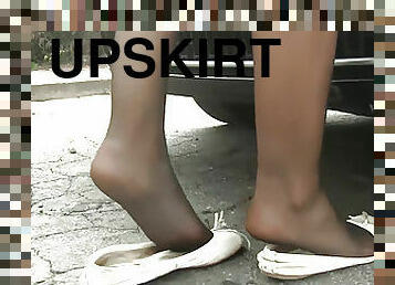 kaki, berambut-merah, upskirt-bagian-dalam-rok, stocking-stockings, sudut-pandang, sempurna, fetish-benda-yang-dapat-meningkatkan-gairah-sex, nilon