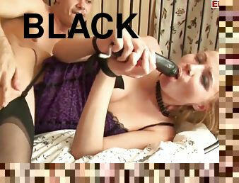 Wild Sex With A Blonde Teen In Black Nylons And A Corset