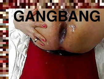 beautiful lady in anal gangbang and facial in quarantine