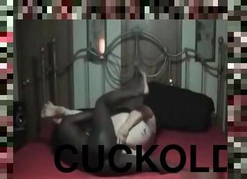 Cuckold big girl ma with her black cock sissy watch and clean up jizz