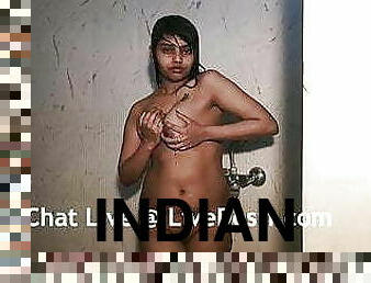 indian hottie taking shower playing with her big boobs