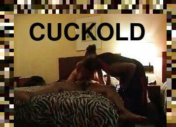Cuckold MILF sucking and fucking BBC in a hotel room