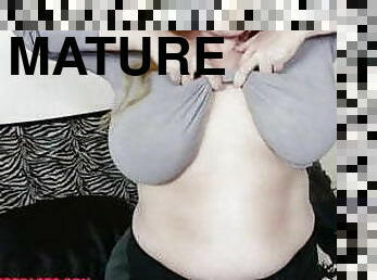 Tight sweater no bra and huge floppy tits