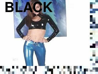 Catalina - Black Latex Midriff &amp_ Blue Latex Pants