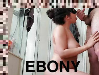 EBONY LIGHTSKIN LATINA GIVES SHOWER BATHROOM BLOWJOB WITH CUMSHOT