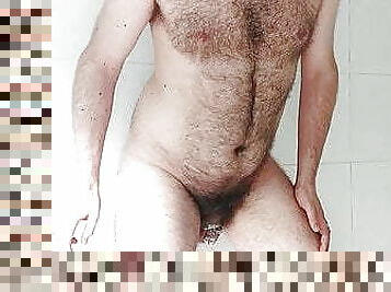 Hairy locked boy has some dildo fun