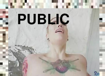 Tattooed Latina fucked for public sex after blowjob