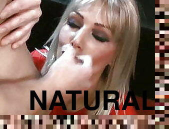 Natural tits Porscher Wells blowing throbbing cocks at party