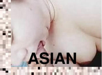 asiatisk, røv, pikslikkeri, milf, mor, par, blond