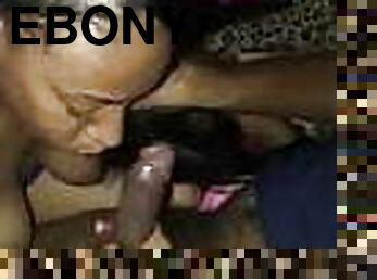 Hot ebony wife sucks black dick and swallows cum
