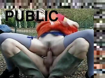 publiczne, anal, niemieckie, blondynka, park