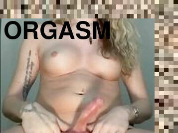 Tgirl Edges Herself into Huge Orgasm
