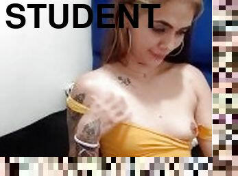 masturbation, student, amatör, brudar, tonåring, hemmagjord, vått, brunett