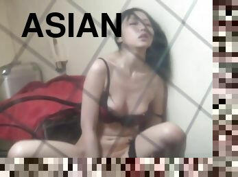 Cute asian rides dildo