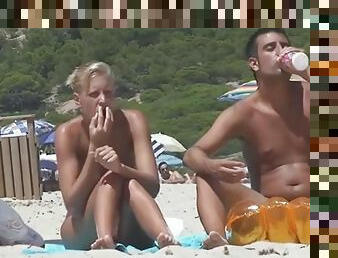 European Blonde Finger Fucked On Public Beach