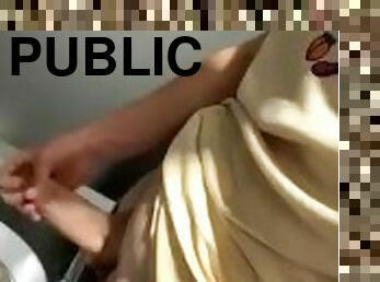 Teen boy cum in metro public toilet