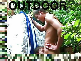 Hot boys bareback outdoors