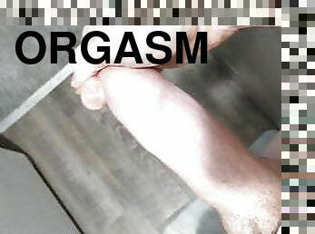 Foreskin tugging orgasm