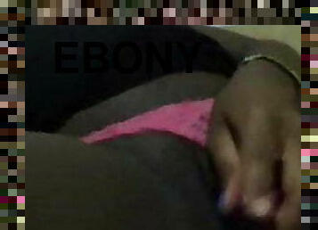 Ebony fingering-panties to the side &amp; dildo 