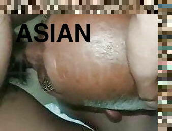 Asian grandpa sucking dick