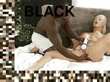BLACK4K. Blonde masturbates but the black spouse replaces