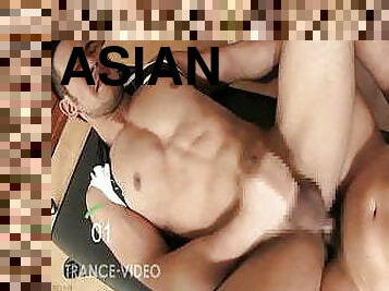 asiático, gay, británico, musculada