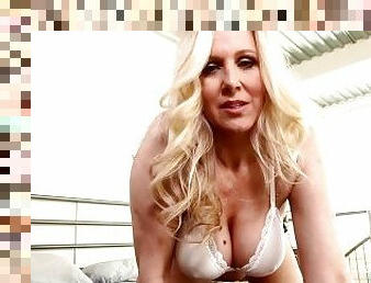 MILF Julia Ann Titty Fucks Cock For Cum Surprise On Her Tits