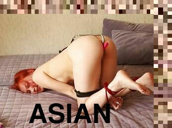 asiatisk, røv, store-patter, ekstrem, kone, amatør, anal, legetøj, bdsm, rødhåret