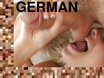 Super sexy German blonde loves four cocks at the same time