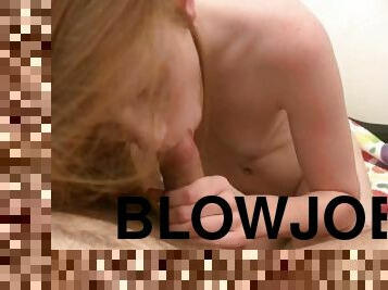 POV BLONDE PERFORMING SLOPPY BLOWJOB