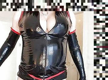 Rachel Latex Slaps it in Black Fetishwear